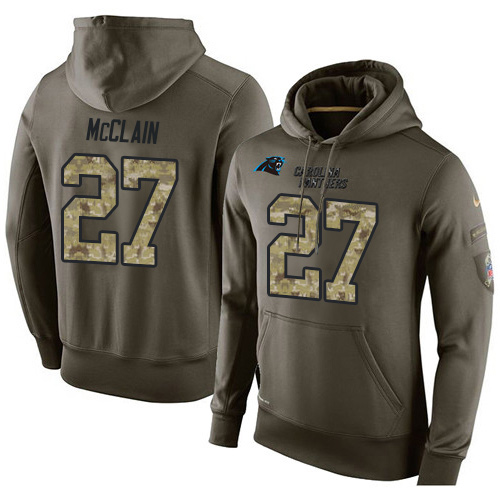 NFL Nike Carolina Panthers #27 Robert McClain Green Salute To Service Men's Pullover Hoodie